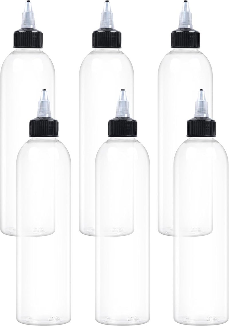 EOSAU 6 Pcs 8oz Plastic Squeeze Bottles with Twist Top Cap, 250ml Clear Dispensing Bottles, Empty Squirt Bottle for Liquids, Sauces, Arts, Crafts, Travel - Image 1